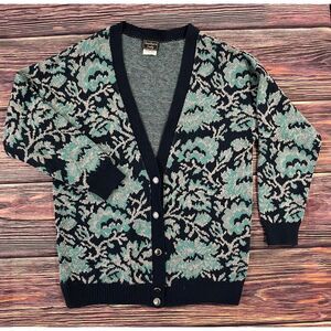 Vintage Southern Lady Cardigan Sweater Womens Large MultiKnit Long Sleeve Button